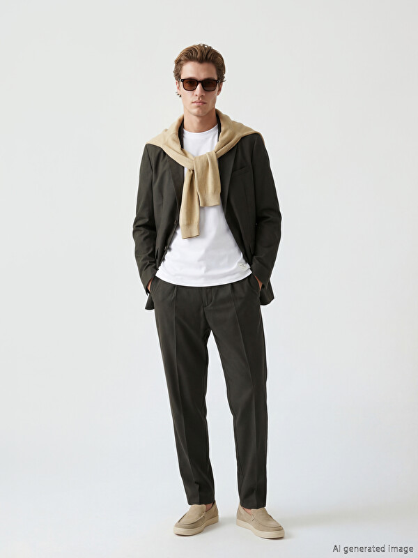 SOUTHBLUE Regular Fit Linen-Look Men's Trousers