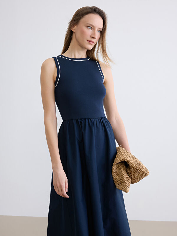LCW Vision Tailliertes Kleid mit Rundhalsausschnitt