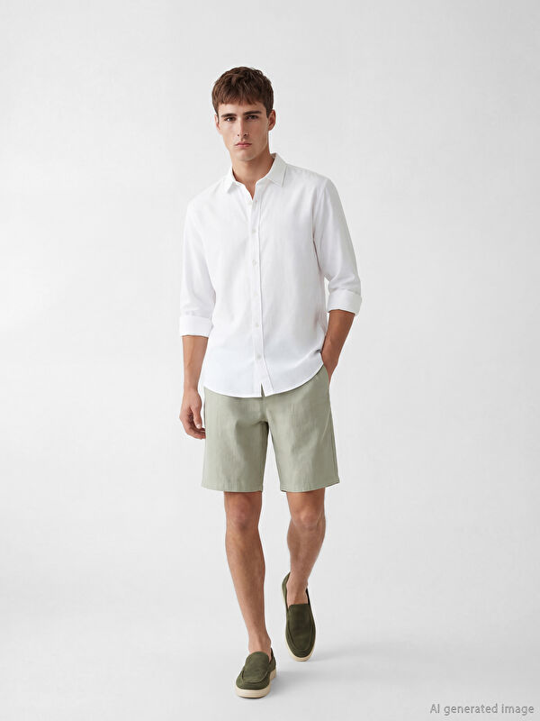 LCW Vision Regular Fit Linen-Look Men's Shorts