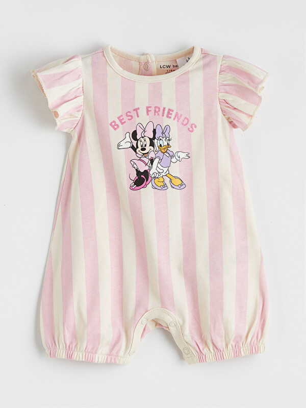 LCW baby Minnie Mouse Baskılı Pamuklu Kız Bebek Tulum