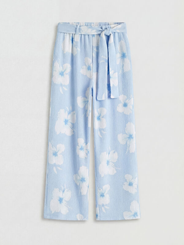 LCW Kids Elastic Waist Floral Pattern Girls' Trousers