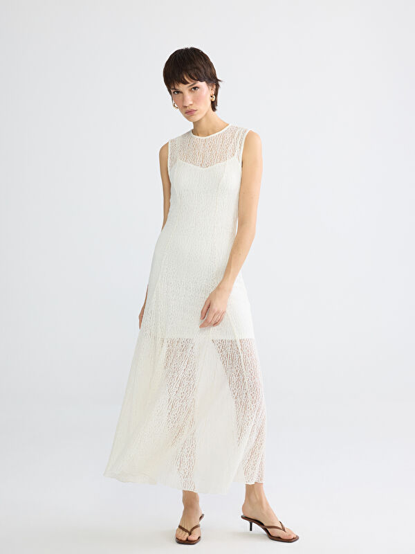 LCW Vision Spitzenkleid mit Rundhalsausschnitt und A-Linie