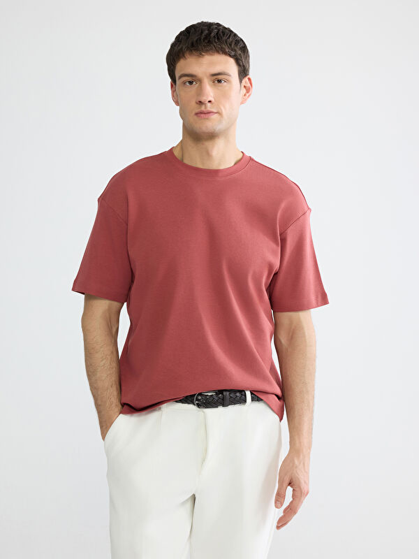 LCW Vision %100 Cotton Loose Fit Basic Soft Touch T-Shirt