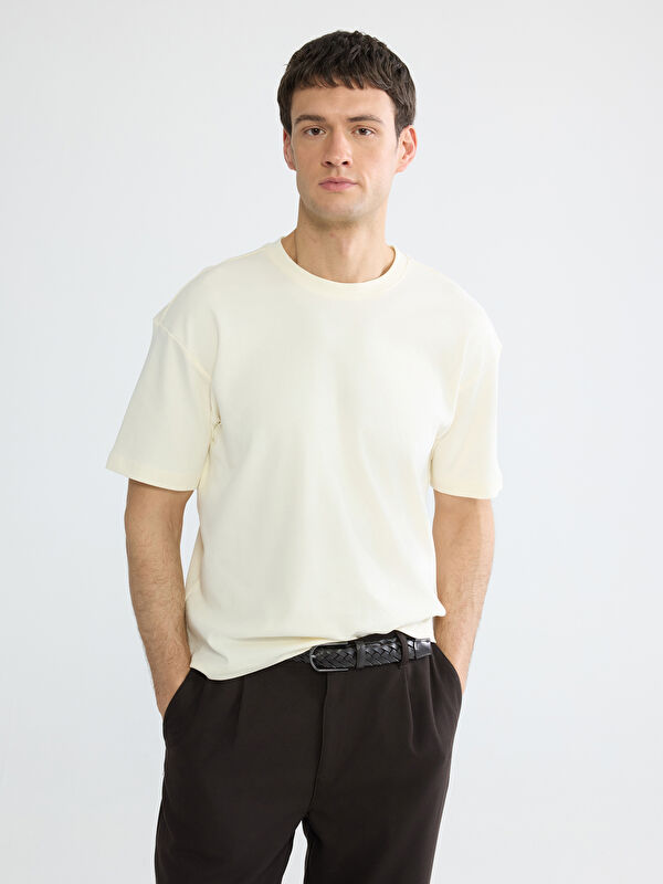 LCW Vision %100 Cotton Loose Fit Basic Soft Touch T-Shirt