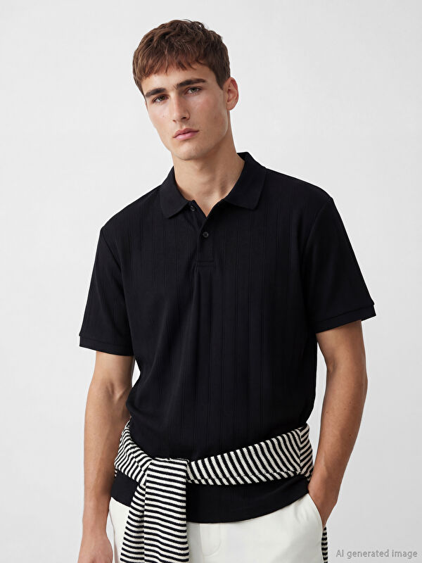 LCW Vision Polo Yaka Çizgili Erkek Tişört
