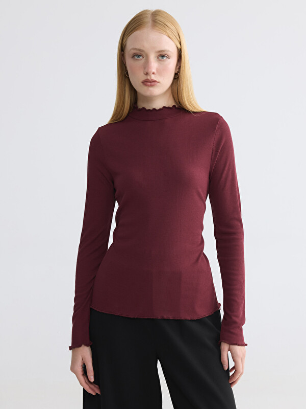 LCW Modest Ruffled High-Neck Bodysuit
