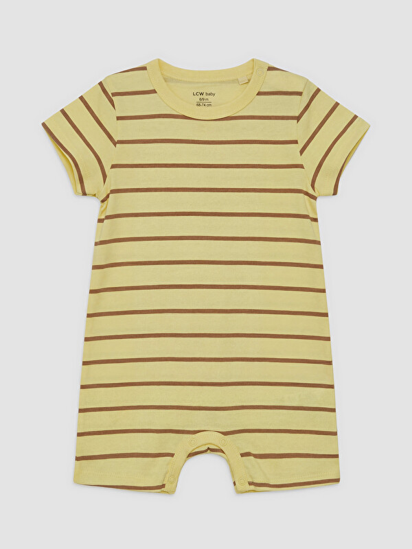 LCW baby Bisiklet Yaka Çizgili Kısa Kollu Erkek Bebek Tulum