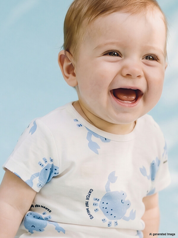 LCW baby Bisiklet Yaka Baskılı Erkek Bebek Tulum 2'li