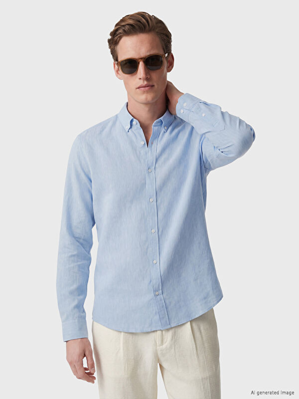 LCW Vision Regular Fit Keten Karışımlı Erkek Gömlek