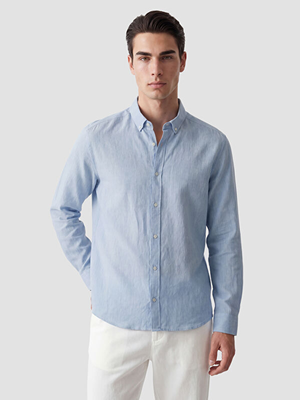 LCW Vision Regular Fit Keten Karışımlı Erkek Gömlek