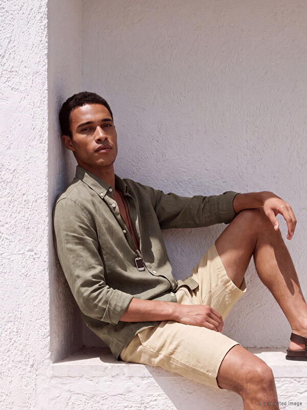 LCW Vision Рубашка из льняной смеси стандартного кроя для мужчин