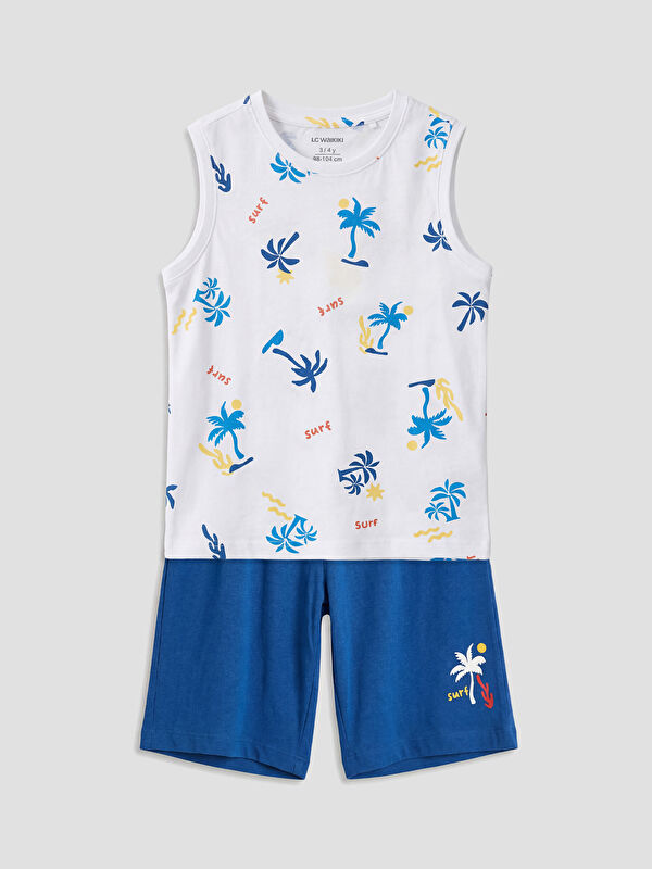 LCW Kids Set de pijamale scurte ALB Băiat