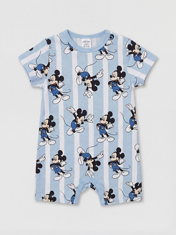 LCW baby Bisiklet Yaka Mickey Mouse Baskılı Erkek Bebek Tulum