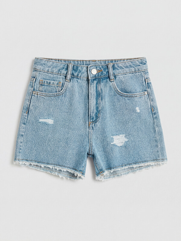 LCW Kids Yırtık Detaylı Kız Çocuk Jean Şort