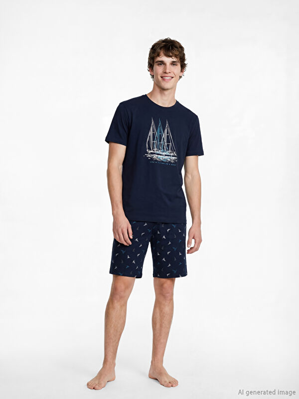 LC WAIKIKI Standart Kalıp Baskılı Erkek Şortlu Pijama Takımı