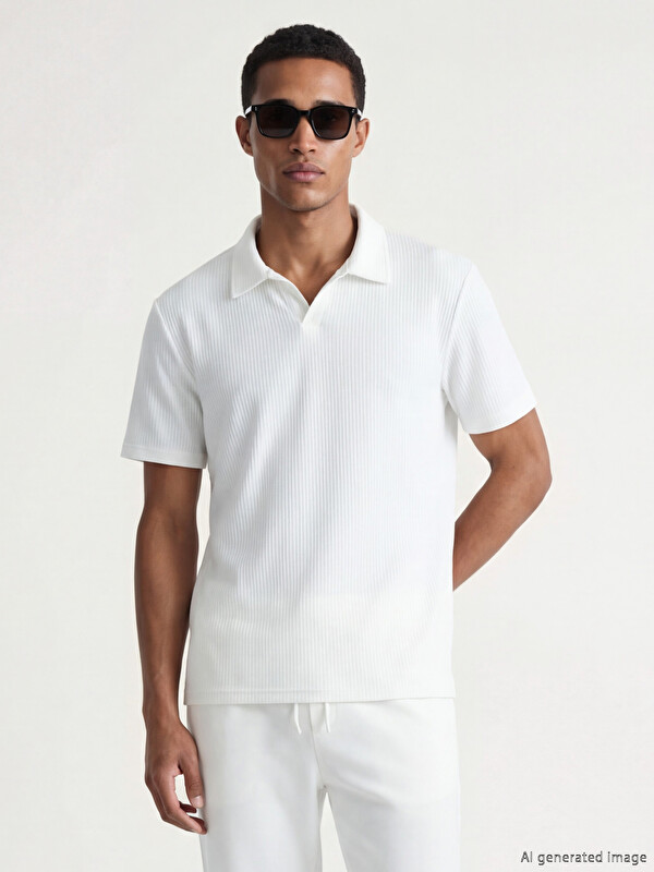 LCW Vision T-shirt à col polo côtelé coupe standard pour homme
