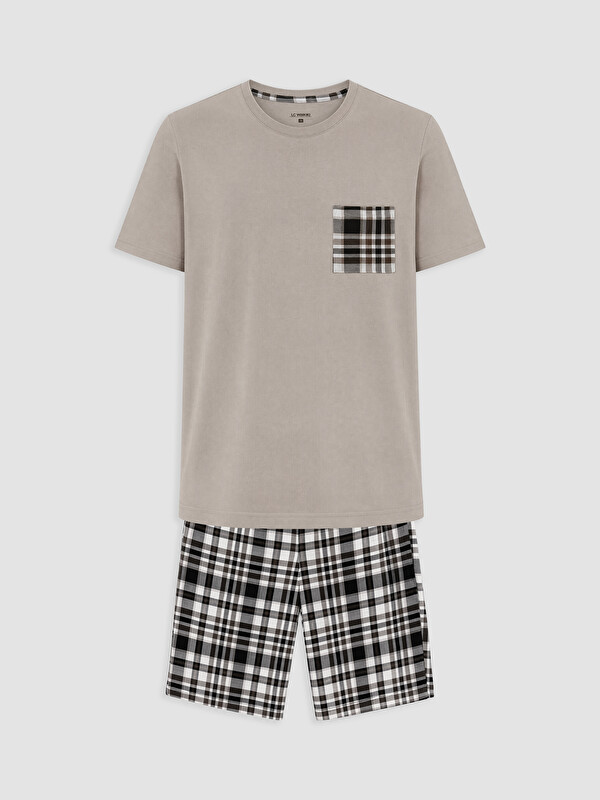 LC WAIKIKI Man Beige Shortie Pyjama Set