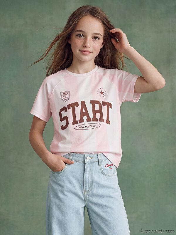 LCW Kids Қыздар қызғылт футболка