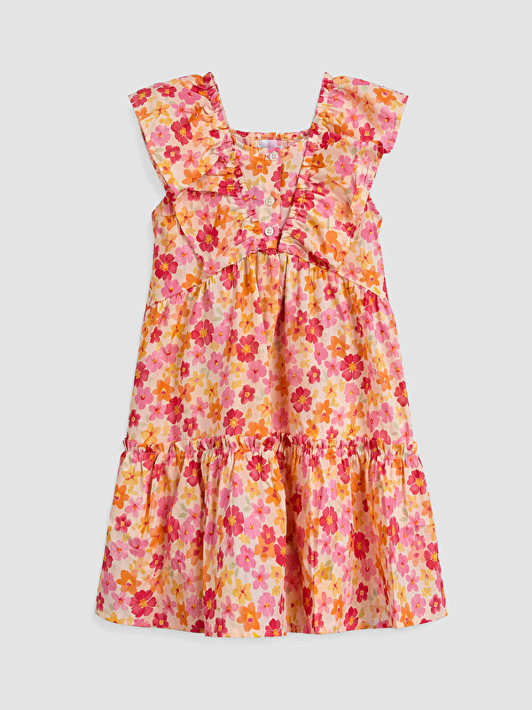 LCW Kids Square Neck Ruffled Floral Girls' Dress