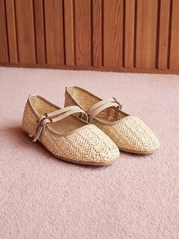 LCW STEPS Women's Straw Ballet Flats