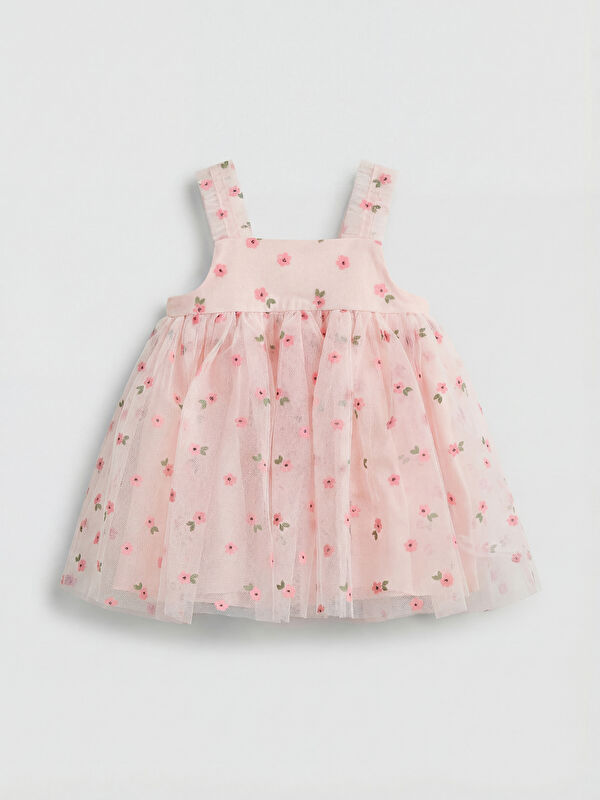 LCW baby Square Neck Floral Baby Girls' Tutu Dress