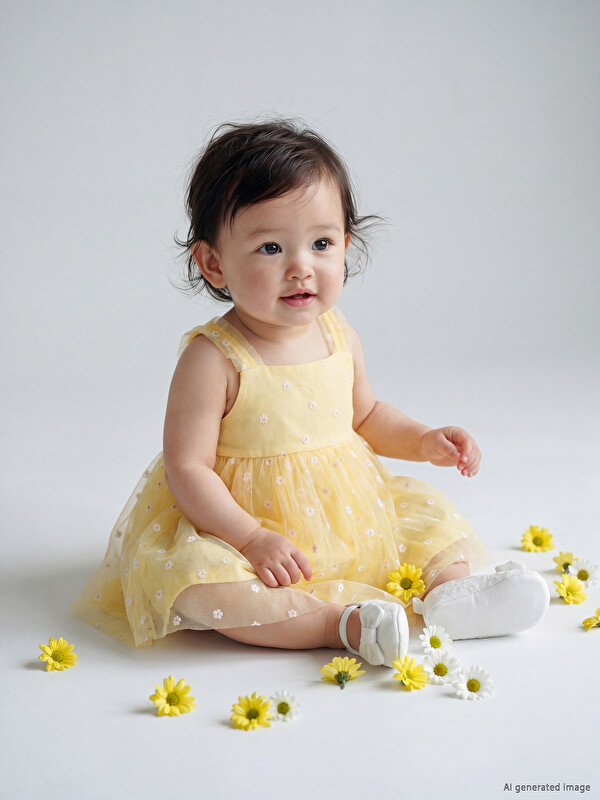 LCW baby Square Neck Floral Baby Girls' Tutu Dress