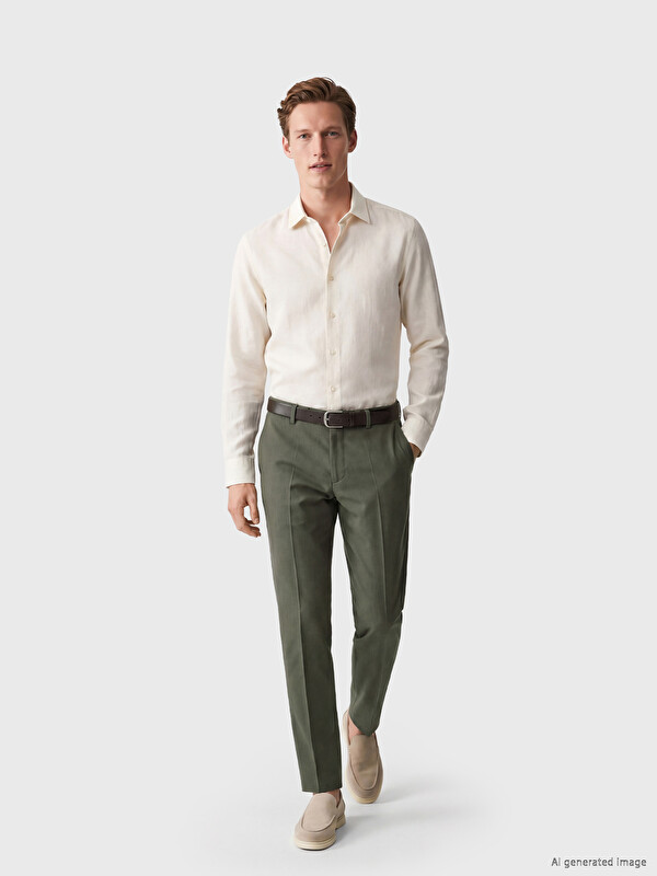 SOUTHBLUE Regular Fit Linen-Look Men's Trousers