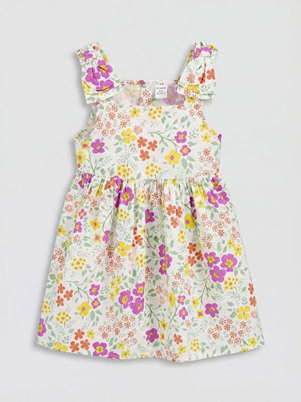 LCW baby Square Neck Floral Girls' Poplin Dress