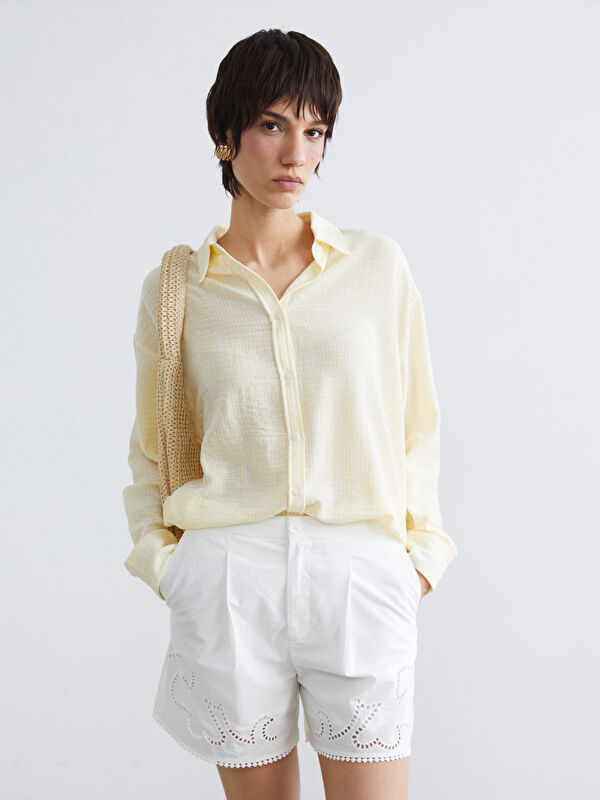 LCW Vision Gestreiftes Oversize Damenhemd
