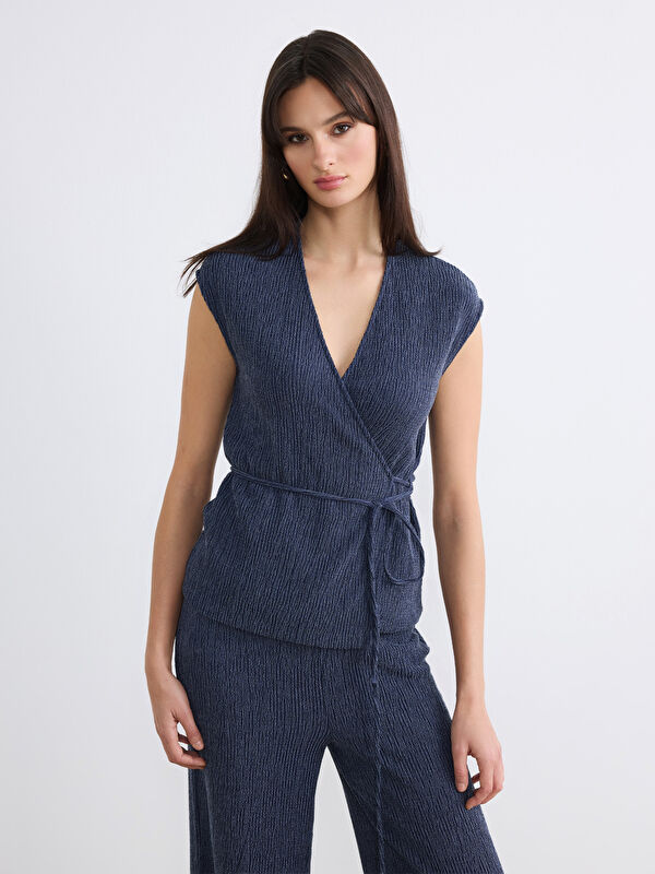 LCW Vision Double Breasted Textured Blouse