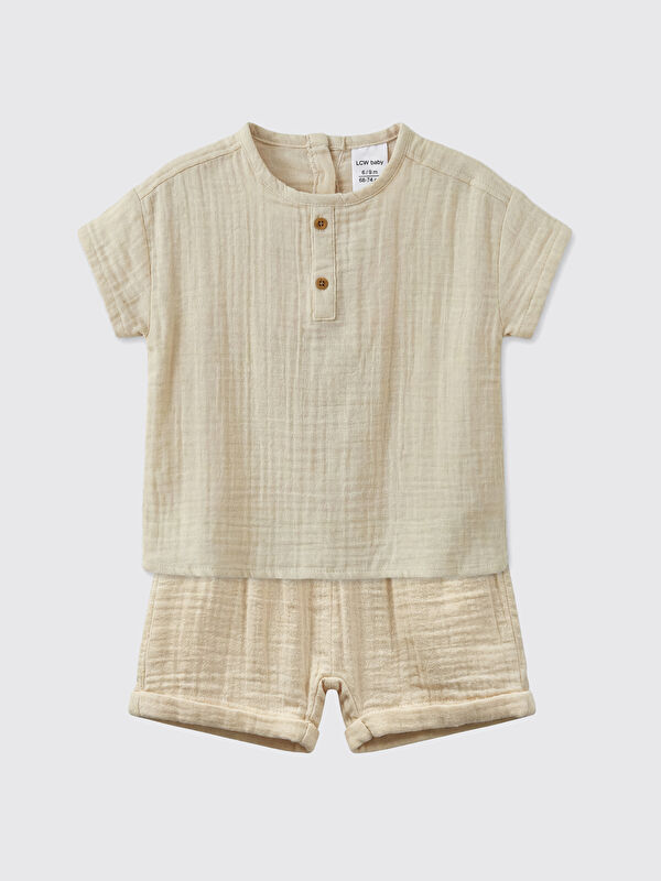 LCW baby Ensemble T-shirt et Short en Mousseline pour Bébé Garçon