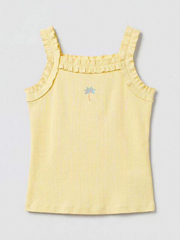 LCW Kids Square Neck Embroidered Girls' Tank Top