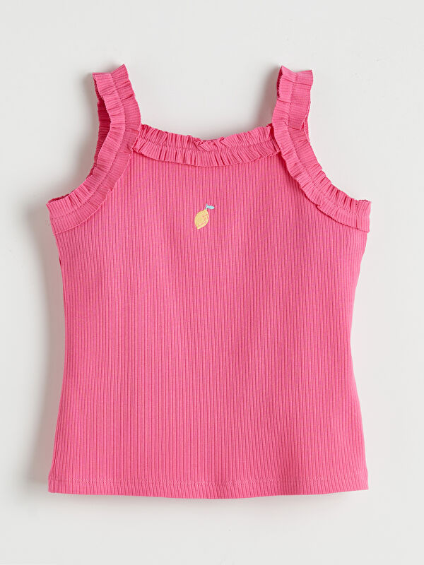 LCW Kids Square Neck Embroidered Girls' Tank Top