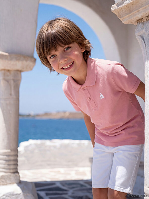 LCW Kids Polo Collar Embroidered Boys' T-Shirt