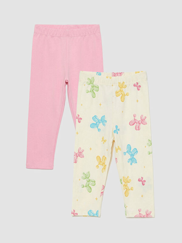 LCW Kids Girls' Elastic Waist Leggings 2 Pack