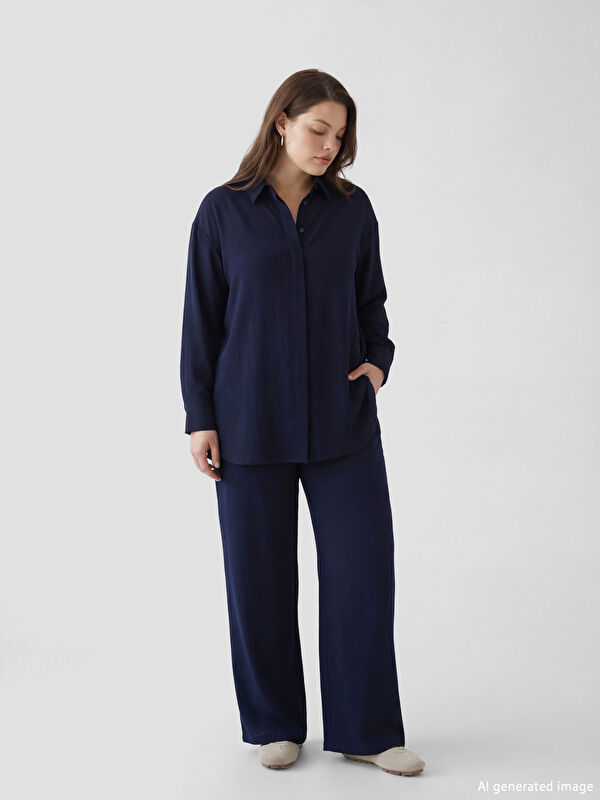 LCW Modest Beli Lastikli Geniş Paça Kadın Pantolon