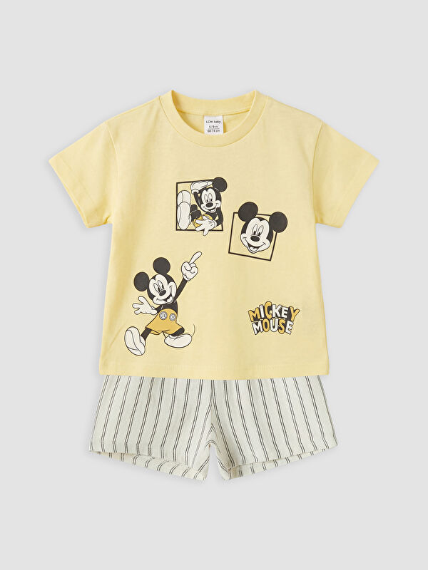 LCW baby Mickey Mouse Baskılı Erkek Bebek Şortlu Takım