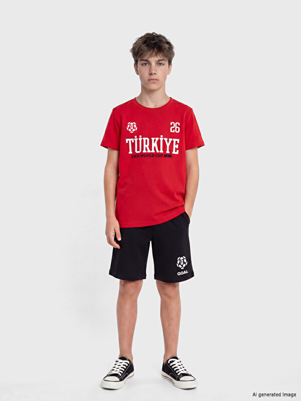 LCW Kids Fıfa 2026 Baskılı Erkek Çocuk Şortlu Takım