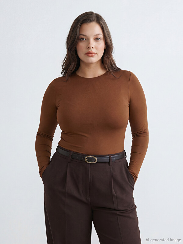 LCW Vision Bisiklet Yaka Kadın Bodysuit