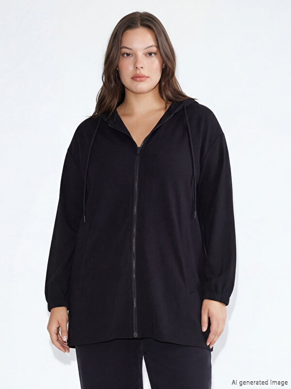LCW Modest Kapüşonlu Oversize Kadın Tunik