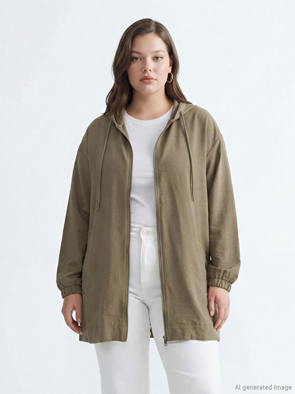 LCW Modest Kapüşonlu Oversize Kadın Tunik