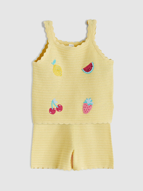 LCW baby Embroidered Baby Girls' Tank Top and Shorts