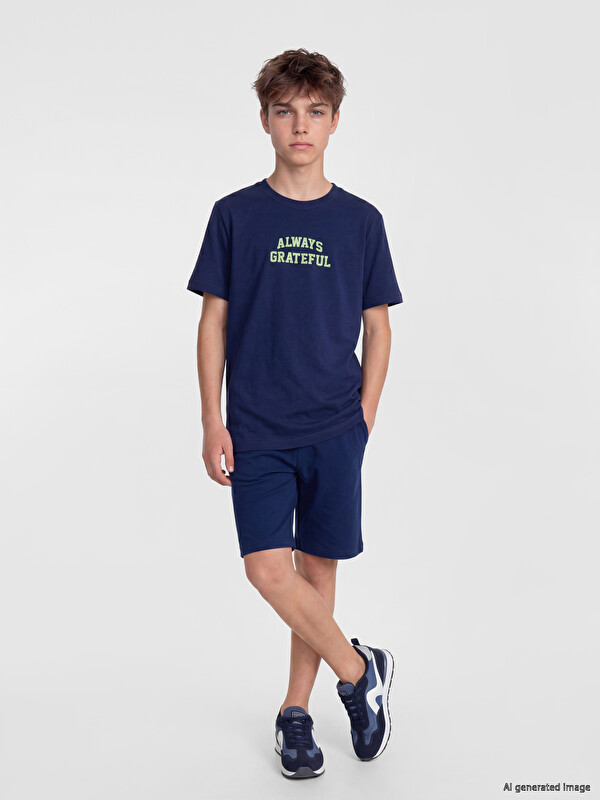 LCW Kids Boys' Slogan Printed Shorts Set