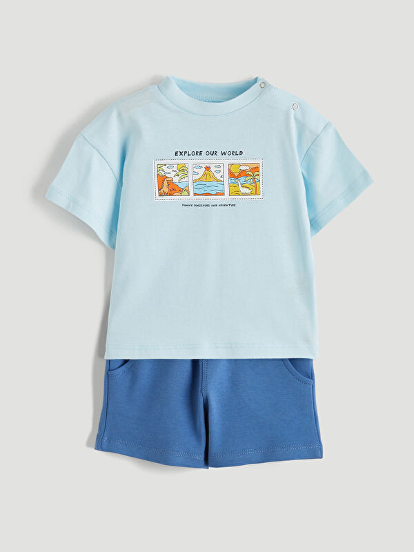 LCW baby Ensemble T-shirt et Short Bébé Garçon Imprimé à Col Rond