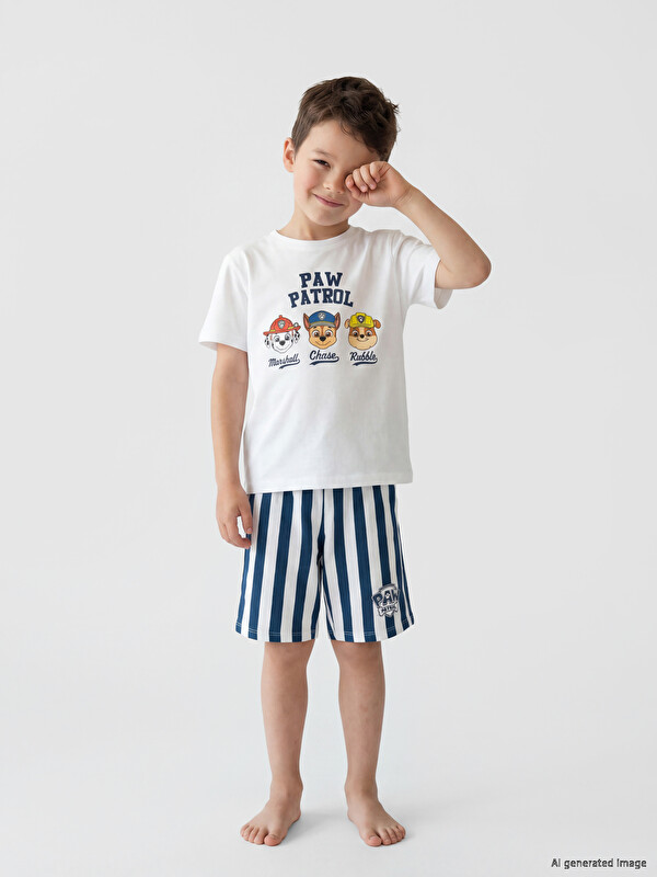 LCW Kids Paw Patrol Printed Boys' Shortie Pyjamas Set