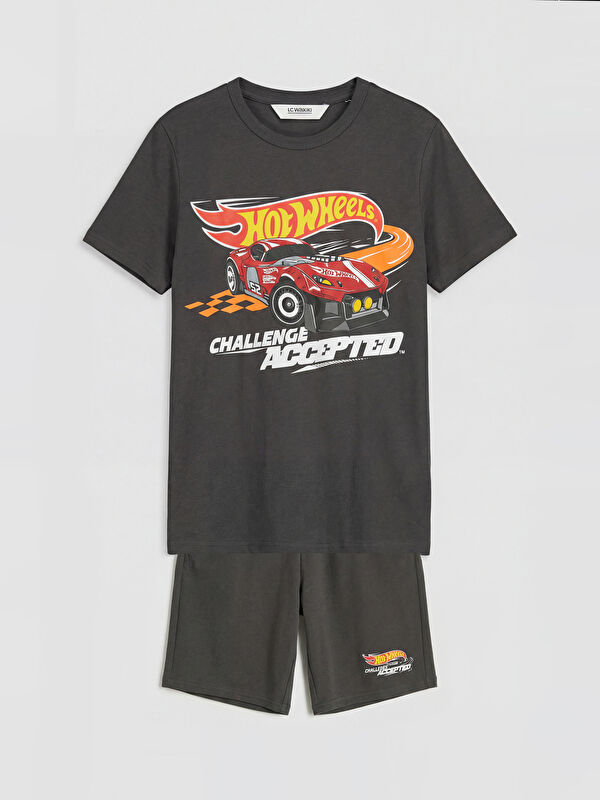 LCW Kids Hot Wheels Baskılı Erkek Çocuk Şortlu Takım