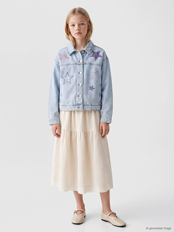 LCW Kids Elastic Waist Girls' Muslin Skirt