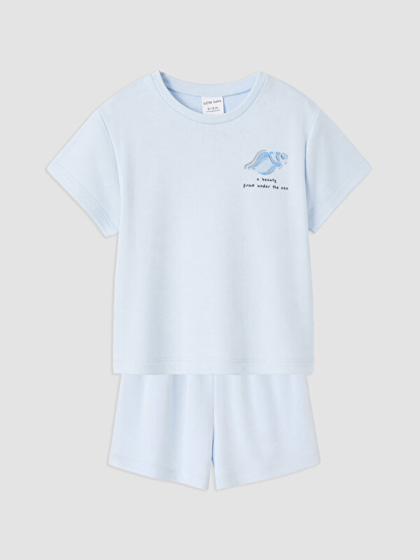 LCW baby Deniz Kabuğu Baskılı Kız Bebek Pijama Takımı