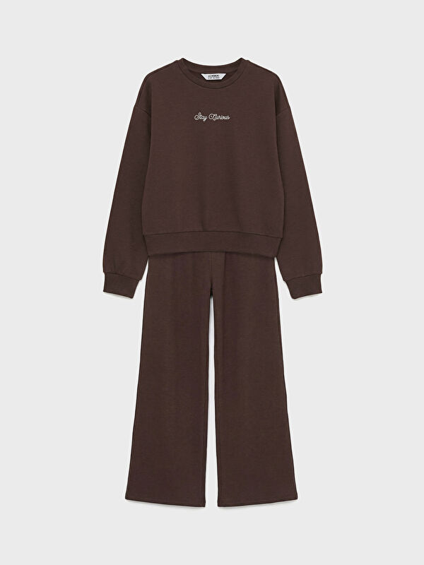 LCW Kids Baskılı Kız Çocuk Sweatshirt ve Eşofman Altı