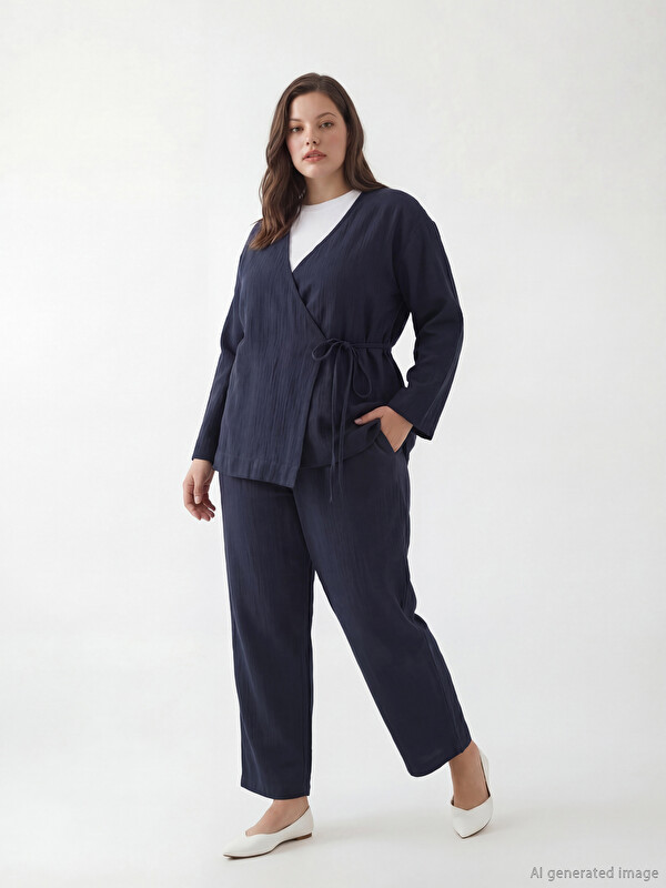 LCW Modest Havuç Kesim Dokulu Kadın Müslin Pantolon